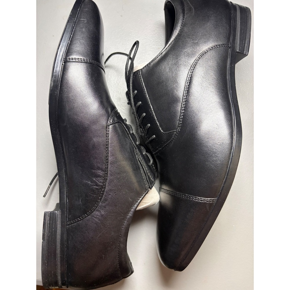 ALDO Stan Mens 9.5 Wide Black Cap Toe Oxford Dress Shoes New‎ In Box